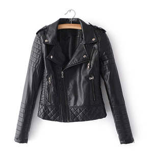 <b>Women's</b> Casual Leather <b>Jacket</b>-Soft Smooth Leather Waterproof & Windproof Nylon Lining Outdoor Street Look - Product Image 3