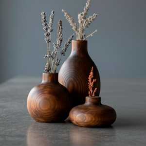 Juego de Portavelas Cónicos de Madera Hechos a Mano para Decoración del Hogar y Bodas - Product Image 4