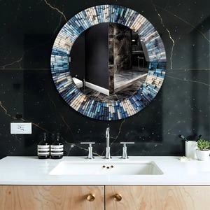Tempered Glass Round Wall <b>Mirror</b> with Metal Frame Handmade Modern Bathroom Decor From REHMAN <b>CRAFT</b> - Product Image 1