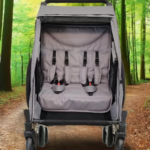 3-IN 1 Twin Baby Bike <b>Trailer</b> with Iron Frame & Water Resistant Fabric 35kg Payload for Outdoor Adventures - Product Image 1