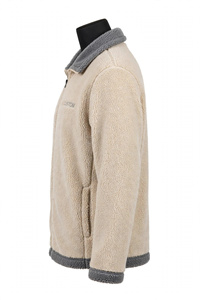 Wholesale <b>Men</b> Full Zip <b>Sherpa</b> <b>Fleece</b> <b>Jacket</b> Beige Warm Winter Outerwear Contrast Collar Cuffs Heavyweight Casual <b>Jacket</b> Apparel - Product Image 3