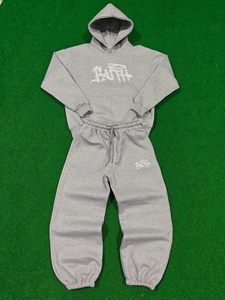 Winter Custom Logo Track Suits French Terry Hoodie Set Mens <b>Blank</b> Heavy <b>Weight</b> Thick Fleece Cotton Oversized Tracksuits for Men - Product Image 2