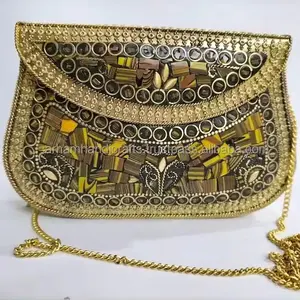 Bolsa de mão feminina em mosaico de metal para festas de casamento e aniversário, design Royal caro, preço barato por LUXURA Crafts