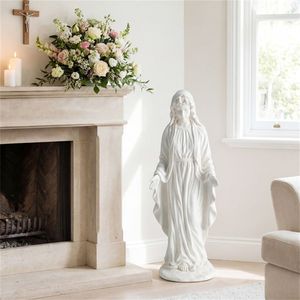 Statua della Vergine Maria Artigianale da 29,5 Pollici, Scultura Religiosa da Giardino per Esterni, Patio e Prato, Prodotto in Pietra di Qualità - Product Image 3