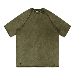 TKAN602 T-shirt Homme 320G en Coton Lavé Effet Batik, Col Rond, Manches Courtes, Coupe Ample Rétro, Haut Tendance pour Homme - Product Image 1