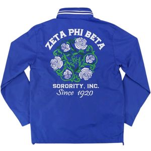 Zeta Phi Beta Blue Windbreaker <b>Jacket</b> Greek Letter Sorority Outerwear Lightweight Zip Up Casual Sporty <b>Jacket</b> - Product Image 2
