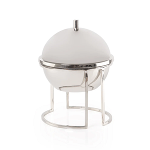 Stainless Steel Round Casserole Dish with <b>Lid</b> Insulated Food Warmer Minimalist Design - Product Image 3