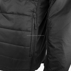<b>Men's</b> <b>Black</b> <b>Long</b> Bomber Puffer <b>Jacket</b> Windproof Zipper Closure Stand Collar Casual Winter Polyester Wadding Regular Fit - Product Image 5