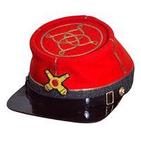 Reproducción de una gorra de lana gris confederada de la Guerra Civil Americana, comúnmente conocida como un kepi.