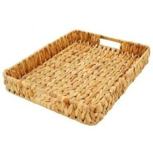 Meilleure vente plateau de rangement écologique jacinthe d'eau nordique en osier tissé poignées de plateau de fruits pour les boissons à la maison - Product Image 3