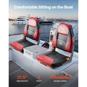 Sedile Pieghevole per Barca da Pesca con Schienale Alto, Cuscino in Spugna Ispessita, Pelle PVC Impermeabile, Lega di Alluminio, Durevole e Confortevole - Product Image 2