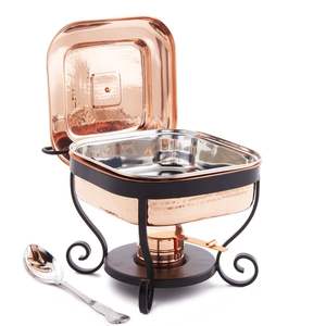 Plat à chafing dish élégant en cuivre avec couvercle décoratif et structure robuste pour la restauration, les restaurants, les hôtels et les banquets - Product Image 2
