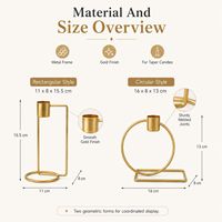 Juego de Portavelas Cónicos de Metal Dorado, Candelabros Modernos con Marco de Alambre Geométrico para Mesa de Comedor, Decoración de Bodas y Hogar