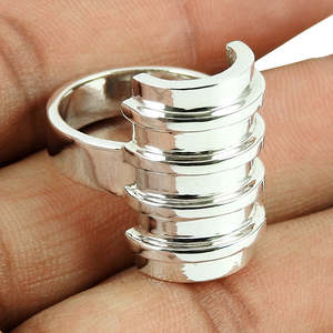 Chunky <b>Ring</b> Crafted From Solid 925 Sterling Silver Handmade Ethnic Jewelry Geometric And Modern Design Unisex <b>Ring</b> For Party - Product Image 3
