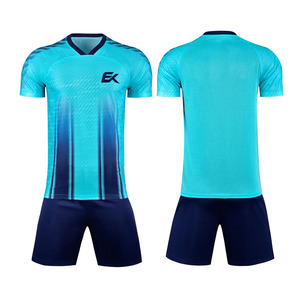 Conjunto de Camiseta de Fútbol Sublimada con Degradado Azul para Hombre, Manga Corta, Transpirable, Ajuste Atlético, Uniforme de Malla - Product Image 1