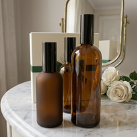 Flacon de parfum cylindrique en verre ambré épais, réutilisable, durable et luxueux, avec atomiseur et capuchon pulvérisateur, 30ml/100ml/200ml, col à vis, rechargeable