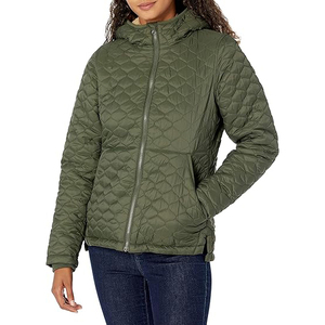 Wholesale Olive Green Lightweight Padded Women's Windbreaker Coat Insulated Geometric Quilt Pattern <b>Jacket</b> - Product Image 1