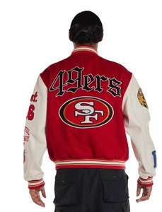 Chaqueta de Cuero de los San Francisco 49ers, Ropa Urbana Ecológica Resistente al Viento - Product Image 3