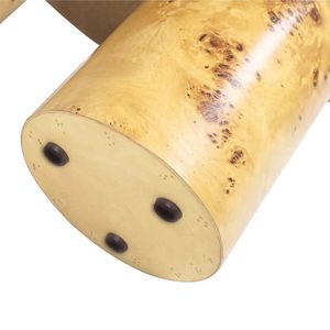 Nebula 28\" Round <b>Coffee</b> <b>Table</b> with Pillar <b>Legs</b> Warm Natural Brown Burl Wood Stylish Home Furniture - Product Image 6