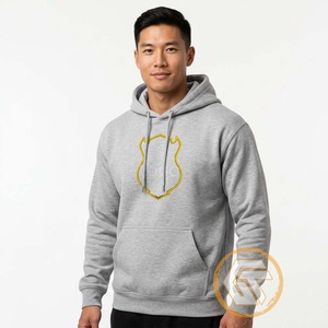Sudadera con Capucha Gris para Hombre, 100% Algodón, Logotipo Bordado Iota |   Ropa de otoño informal con bolsillo frontal Phi - Product Image 4