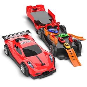 Mirana <b>Car</b>-in-<b>Car</b> <b>Garage</b> <b>Toy</b> for Kids | 4 Diecast Metal <b>Cars</b> | Foldable Storage Playset Handle | Holds 16 Vehicles | 1:64 Scale - Product Image 1