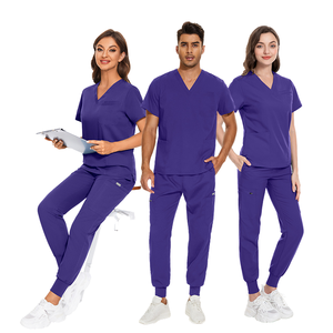 Uniforme Médico para Mujer, Cuello en V, Estilo Deportivo, Conjunto de Uniforme Médico de Punto para Uso Hospitalario - Product Image 6