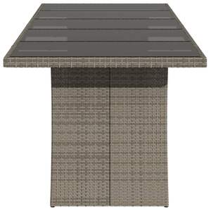 Table de patio en poly rotin gris 94.5 "x 35.4" x 29.5 "avec dessus en verre Tables d'extérieur - Product Image 5