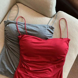 Débardeur court sans manches en satin de soie/coton écologique respirant pour femme, à fines bretelles, blanc uni, style coréen - Product Image 5