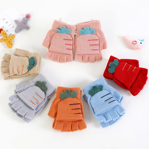 Guantes cálidos de dibujos animados de temporada para niños y niñas, guantes escolares para niños, guantes de medio dedo y cinco dedos - Product Image 4