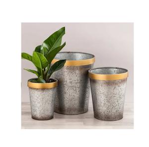 Maceta Decorativa de Metal Galvanizado, Apta para Decoración del Hogar y Jardín, Maceta Cuadrada con Asas - Product Image 4