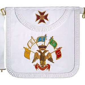 Tablier de Rite Écossais 33e Degré, entièrement en satin blanc avec bords plissés, Régalia Maçonnique, pour Loge Maçonnique, Personnalisé, Premium, Cérémonial, Emb - Product Image 5