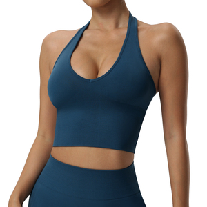 Nuevo Diseño Conjunto de Sujetador Deportivo y Top para Mujer, Logotipo Personalizado, Venta al por Mayor, Alta Elasticidad en 4 Direcciones, Spandex/Poliéster, Soporte Medio para Ejercicio - Product Image 1