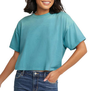 Camisetas Cortas de Algodón Ecológico para Mujer, Corte Regular, Cuello Redondo, Tejido de Punto, Estilo Casual, Anti-Pilling, Secado Rápido, Estilo Urbano 2026 - Product Image 2