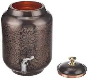 Classic Tapered Hammered Copper Water Dispenser Large <b>Open</b> Top Ayurvedic Metal Tank for Natural Cooling and Healthy Drinking - Product Image 2
