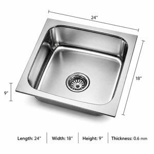 Stainless Steel Undermount 304 Grade Single Bowl <b>Kitchen</b> <b>Sink</b> Brushed Finish Square Minimalist - Product Image 2