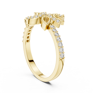 Anillo de Diamantes Cultivados en Laboratorio CELESTIAL LEAF para Mujer, Oro Amarillo de 18 Quilates, Chapado en Rodio, Certificado, Regalo de Compromiso, Fiesta, Boda, Glamour - Product Image 3