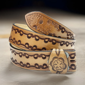 New Arrival Hand Tooled Leather <b>Belts</b> Stylish Handmade <b>Belts</b> Turquoise Color <b>Boho</b> Vintage Stylish Western Leather <b>Belts</b> - Product Image 3