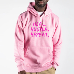 <b>Pink</b> Men's Hooded Sweatshirt with Print Fleece Casual Autumn Wear Front Logo Pocket Design Regular Fit - Product Image 3