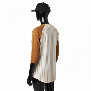 Camiseta de Béisbol para Mujer, Transpirable, de Tela de Poliéster GSM, Color Crema Caramelo, Panel Raglán, Logotipo Personalizado, Camiseta de Béisbol de Algodón para Mujer - Product Image 5