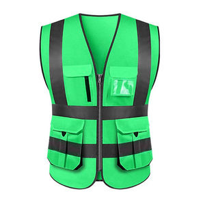 Chaleco de Seguridad Reflectante 100% Poliéster con Cremallera Frontal y Logotipo, Ropa de Trabajo de Alta Visibilidad para Seguridad - Product Image 2