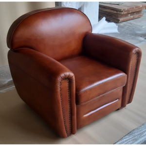 Fauteuil Chesterfield en cuir véritable, design traditionnel, dossier serré, accoudoirs roulés, rembourré, une place, canapé de salon - Product Image 3