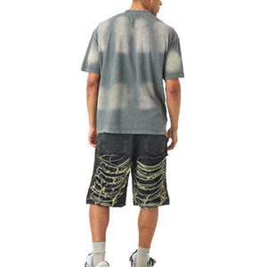 T-shirt surdimensionné tie-dye pour homme, manches courtes, col rond, tricoté, décontracté, avec motif, longueur normale - Product Image 5