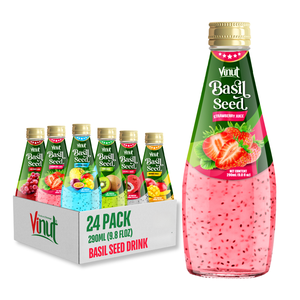 Precio al por mayor y etiqueta privada 290ml bebida de semillas de albahaca fresa-VINUT Vietnam, sin azúcar, muestra gratis, semillas de chía, OEM/ODM - Product Image 1