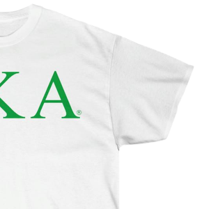 Camiseta con letras AKA, blanca y verde, con estampado gráfico AKA, cuello redondo, manga corta, informal, para hermandades - Product Image 3