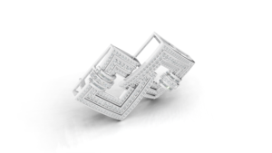 Aarinya Aurelia - Broche de Diamantes Geométricos Cultivados en Laboratorio, Plata 925, Diseño Entrelazado de Cuadrados con Pavé de Diamantes - Product Image 3