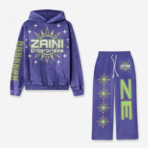 ชุดวอร์มผู้ชาย ZAINI สำหรับฤดูหนาว ผ้าถักระบายอากาศได้ดี 360 GSM ผ้าฟลีซคอตตอน 100% สีดำ พร้อมแผงตกแต่งคริสตัลคุณภาพพรีเมียม ชุดเซ็ตสั่งทำพิเศษ - Product Image 1