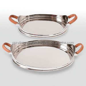 <b>Resin</b> Handle Round Shape Metal Stainless Steel Serving Tray New Design <b>Table</b> <b>Top</b> Decorative Serving Tray Round Shape - Product Image 5