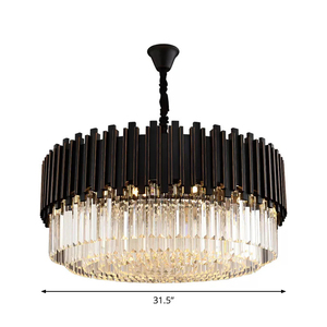 Lustre moderne Art Déco en laiton noir, luminaire suspendu rectangulaire à tambours étagés, éclairage économique 2700K blanc chaud doux <span class=keywords><strong>pour</strong></span> salle à manger - Product Image 3