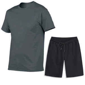 Ensembles d'été pour hommes 100% coton, t-shirts à col rond et shorts, fabriqués au Pakistan, haute qualité. - Product Image 1