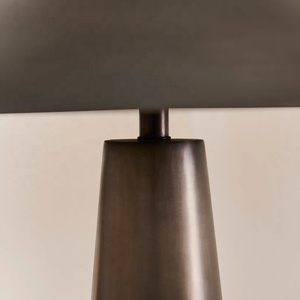 Obsidian Cone Metal Table <b>Lamp</b> with Wide Geometric Shade Premium Iron Construction Warm Ambient Lighting for Luxury Homes - Product Image 6